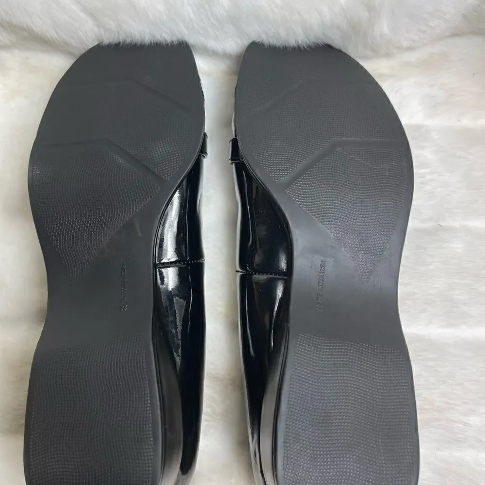 Naturalizer black patent faux leather slip on wedge shoes size 11 gently used.